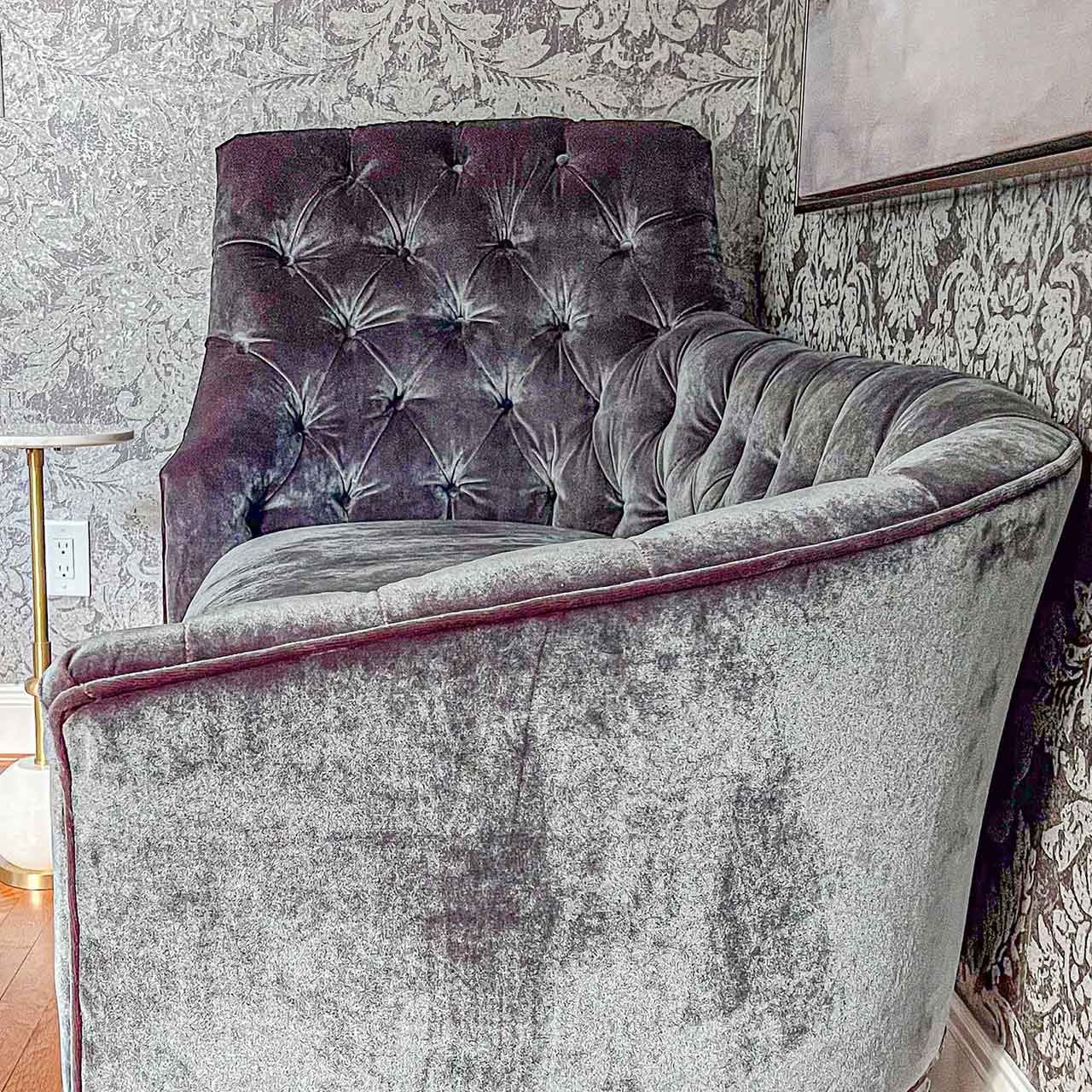 abstract purple sofa repair