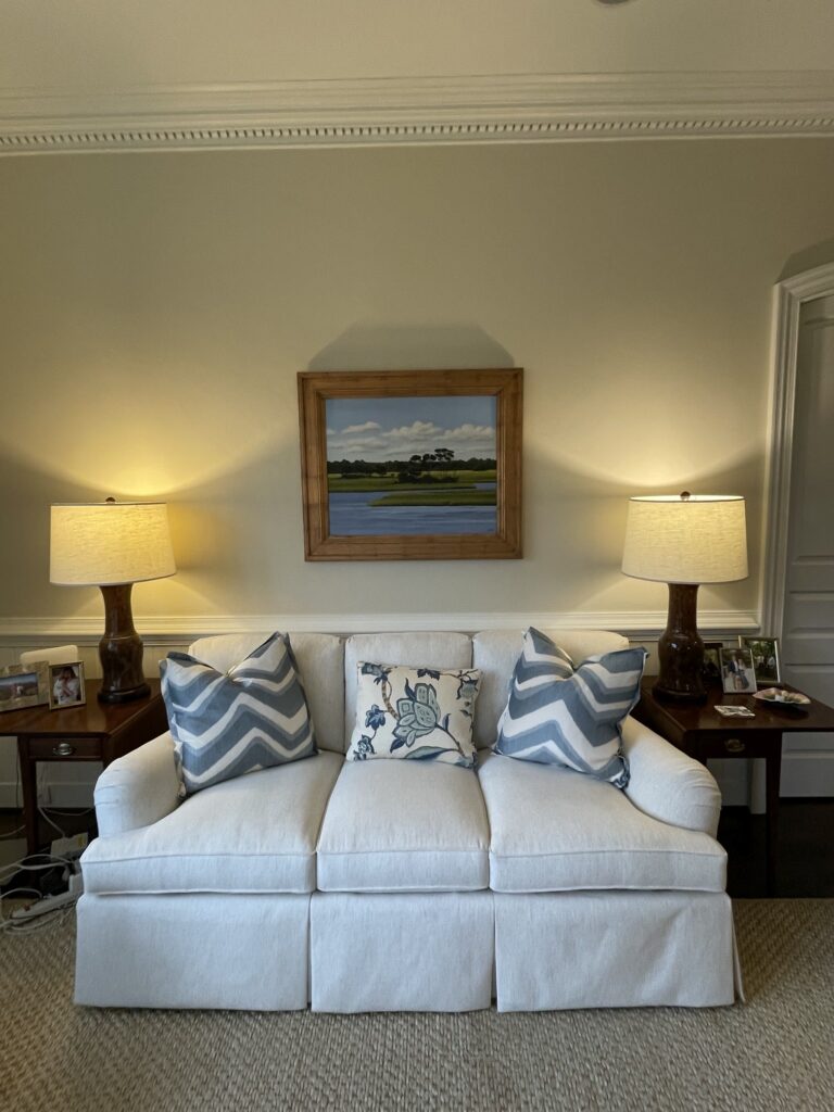 Protecting Upholstery Fabric: Tips from Raleigh’s Reupholstery Experts 4 Reupholstered family couch in Chapel Hill completed by Finish Pros, updated in a fresh, durable linen blend.