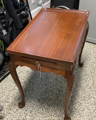 2026 Furniture Color Trends: How to Refresh Your Home with Expert Refinishing & Upholstery 3 Before photo: This classic Queen Anne-style side table had beautiful bones, but its dark stain felt dated and heavy.